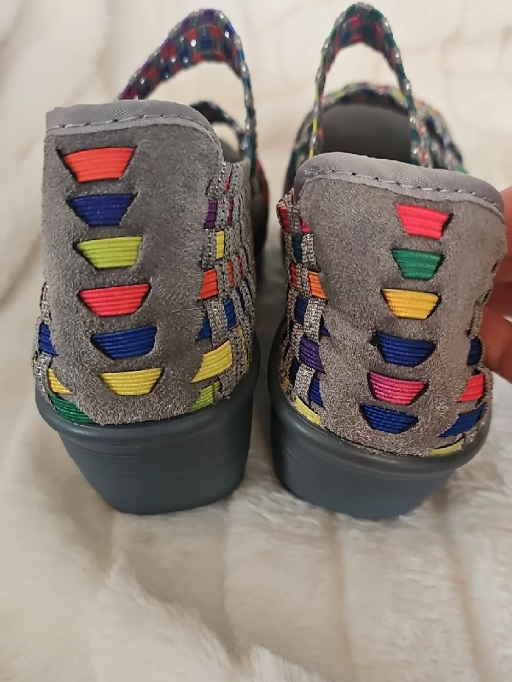 bernie mev. Rainbow Woven Mary Jane Wedge